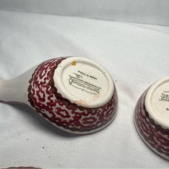 Temptations Old World Tara Dip Spoon Flatware Ceramic Set Of 6 Cranberry Red - Picture 6 of 8